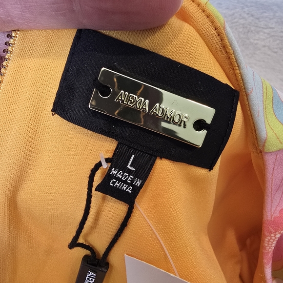 NWT Alexia Admor Moira Crewneck Mini Fit And Flare dress Bright 70's Retro Large - Picture 13 of 16